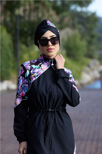 Lilya Desen Spor Lycralı Tasarım Tesettür İkili Mayo Takım