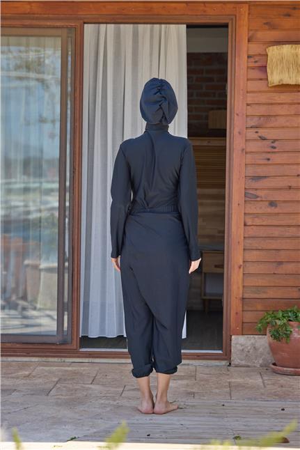 LİNA İKİLİ SİYAH TASARIM TESETTÜR TAKIM MAYO