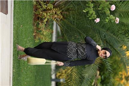 Liva Desen Allerli Tasarım Tesettür Tulum Mayo