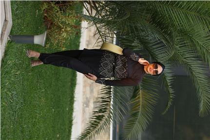 Liva Desen Allerli Tasarım Tesettür Tulum Mayo | NS Tasarim