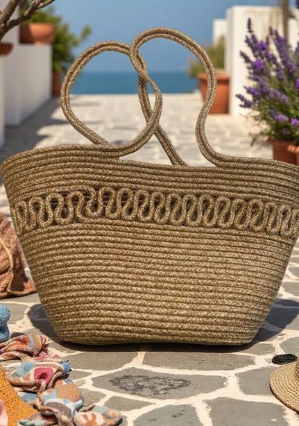 Loya Model Camel Hasır Plaj Çantası | NS Tasarim