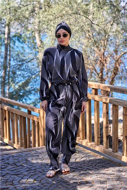 Luna Model Lycralı Tasarım Tesettür Tulum Mayo | Markasız