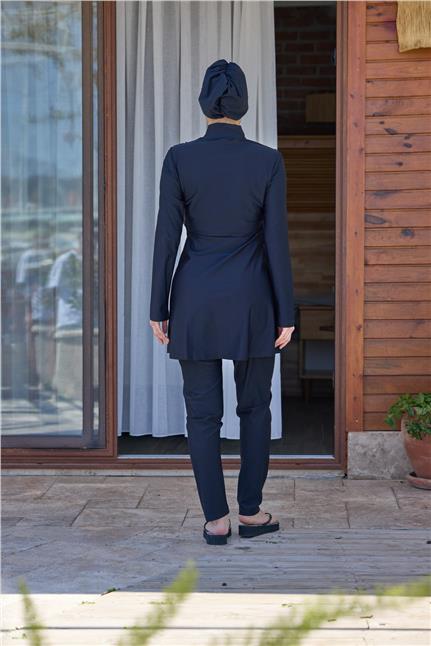 NALAN ŞİFON DETAYLI PUANTİYE DESEN TASARIM TESETTÜR İKİLİ MAYO TAKIMI