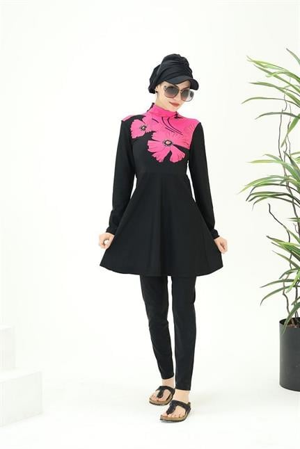 Nilüfer Pembe Ikili Tasarım Tesettür Takım Mayo | NS Tasarim