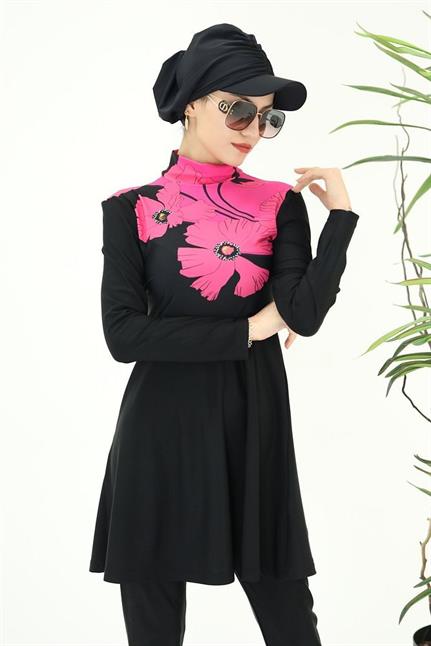 Nilüfer Pembe Ikili Tasarım Tesettür Takım Mayo