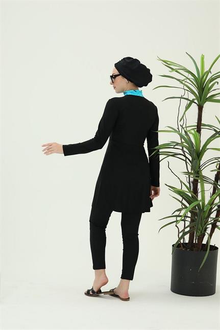 Nilüfer Turkuaz Ikili Tasarım Tesettür Takım Mayo