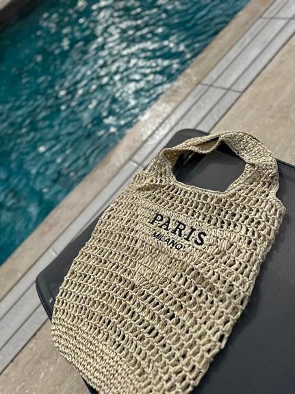 Paris Yazı Detaylı Plaj Çantası