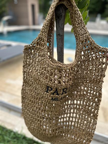 Paris Yazı Detaylı Plaj Çantası