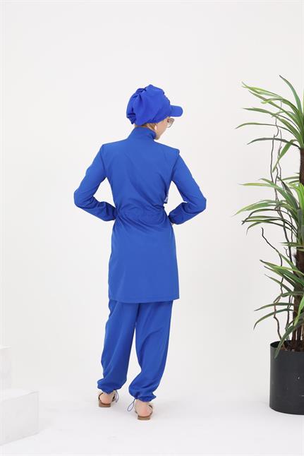 Sabrina Mavi Tasarım Tesettür İkili Takım Mayo