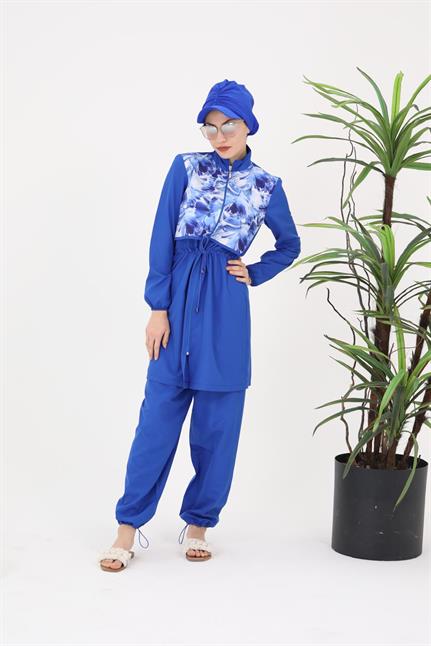 Sabrina Mavi Tasarım Tesettür İkili Takım Mayo | NS Tasarim
