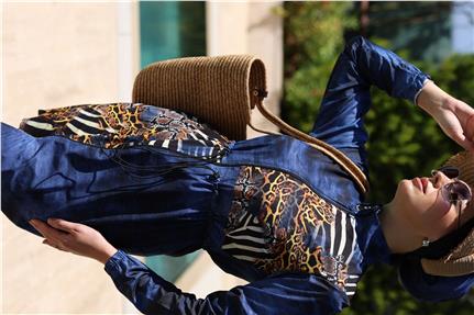 Safira Desen Spor Lycralı Tasarım Tesettür İkili Mayo Takım | NS Tasarim