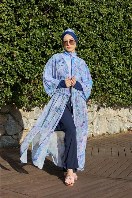 Viona Model Lila Beli Bağcıklı Tasarım Tesettür Pareo