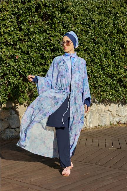 Viona Model Lila Beli Bağcıklı Tasarım Tesettür Pareo