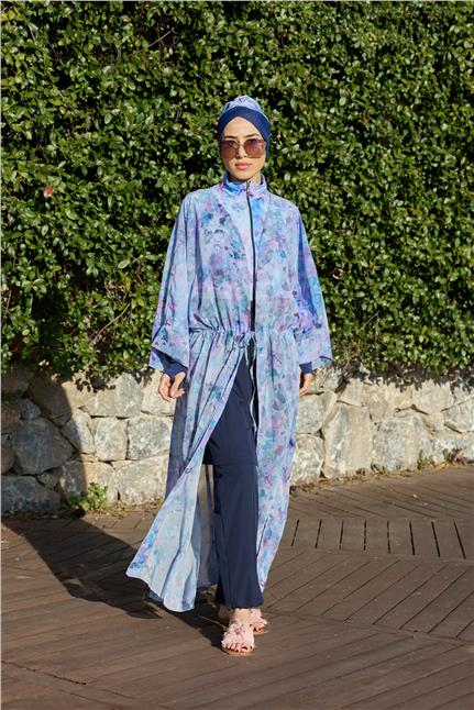 Viona Model Lila Beli Bağcıklı Tasarım Tesettür Pareo