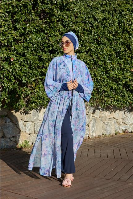 Viona Model Lila Beli Bağcıklı Tasarım Tesettür Pareo