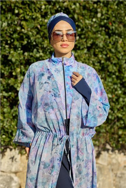 Viona Model Lila Beli Bağcıklı Tasarım Tesettür Pareo