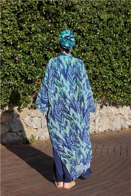 Viona Model Mavi Beli Bağcıklı Tasarım Tesettür Pareo