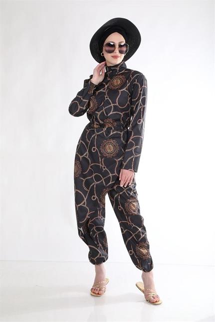 Zincir Desen Allerli Tasarım Tesettür Tulum Mayo