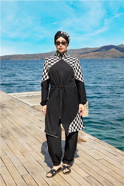 Zirya Model Spor Lycralı Tasarım Tesettür İkili Mayo Takım | Markasız