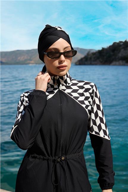 Zirya Model Spor Lycralı Tasarım Tesettür İkili Mayo Takım