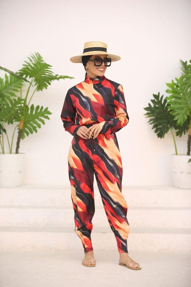 Alev Desen Tasarım Tesettür Paraşüt Kumaş Tulum Mayo