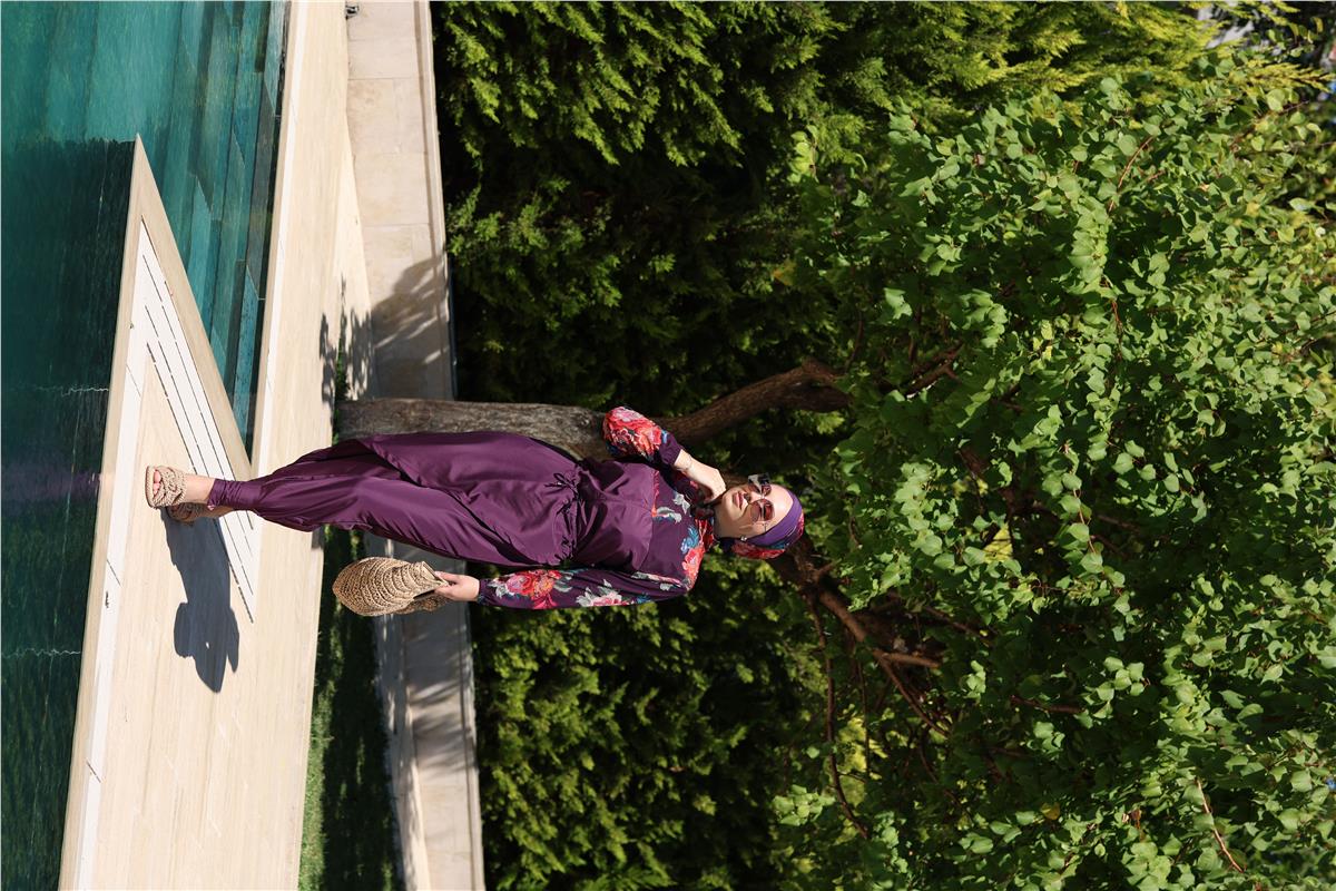 Etnik Model Allerli Tasarım Tesettür Tulum Mayo | NS Tasarim