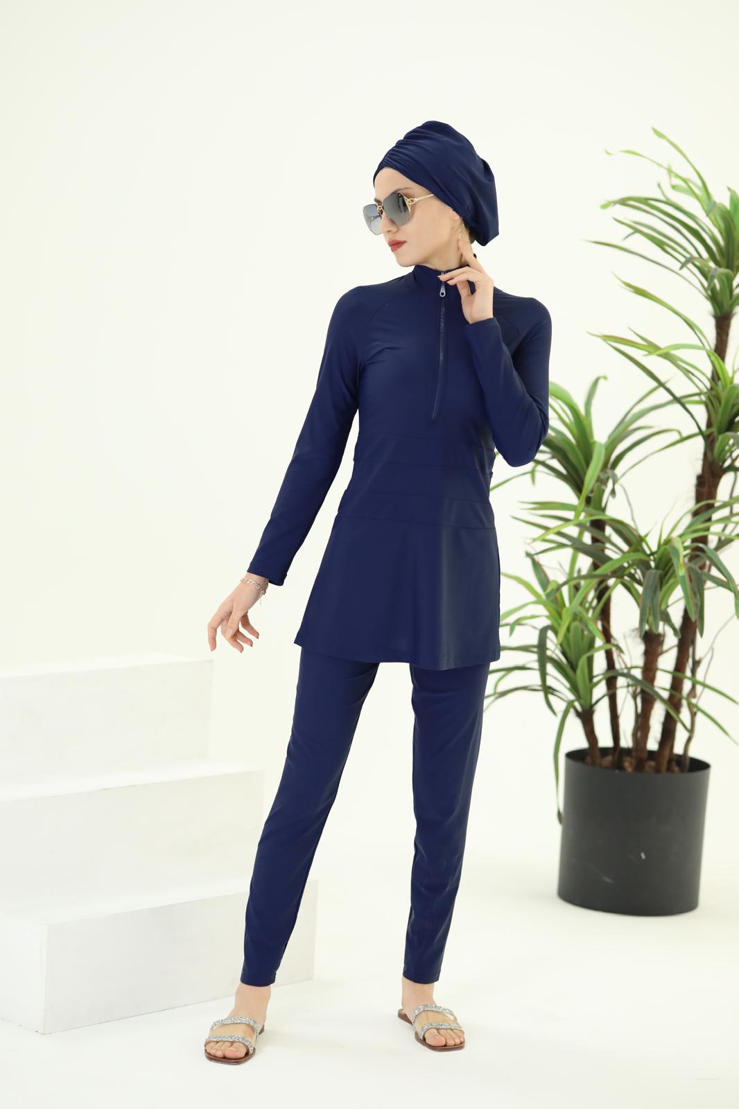 Golf Lacivert Tasarım Tesettür Mayo Takım | Markasız