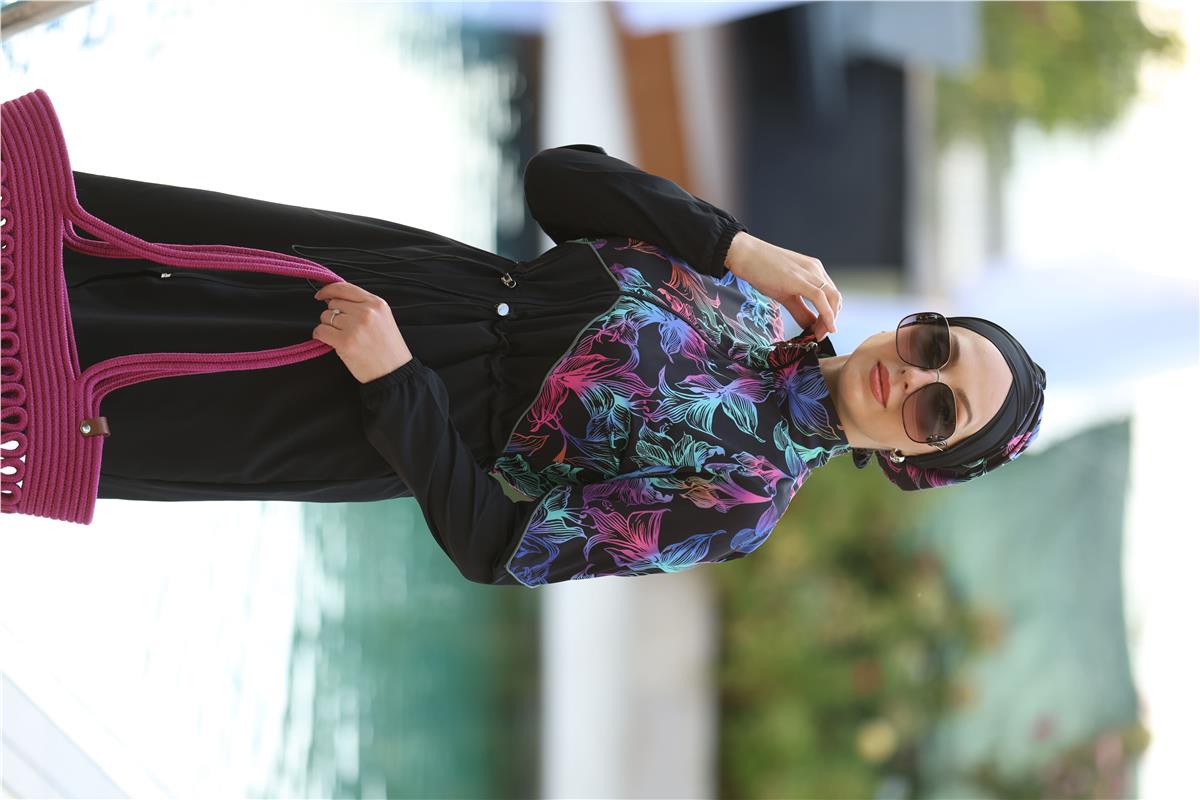 Lena Model Zambak Desen Tasarım Tesettür Mayo Takım | NS Tasarim