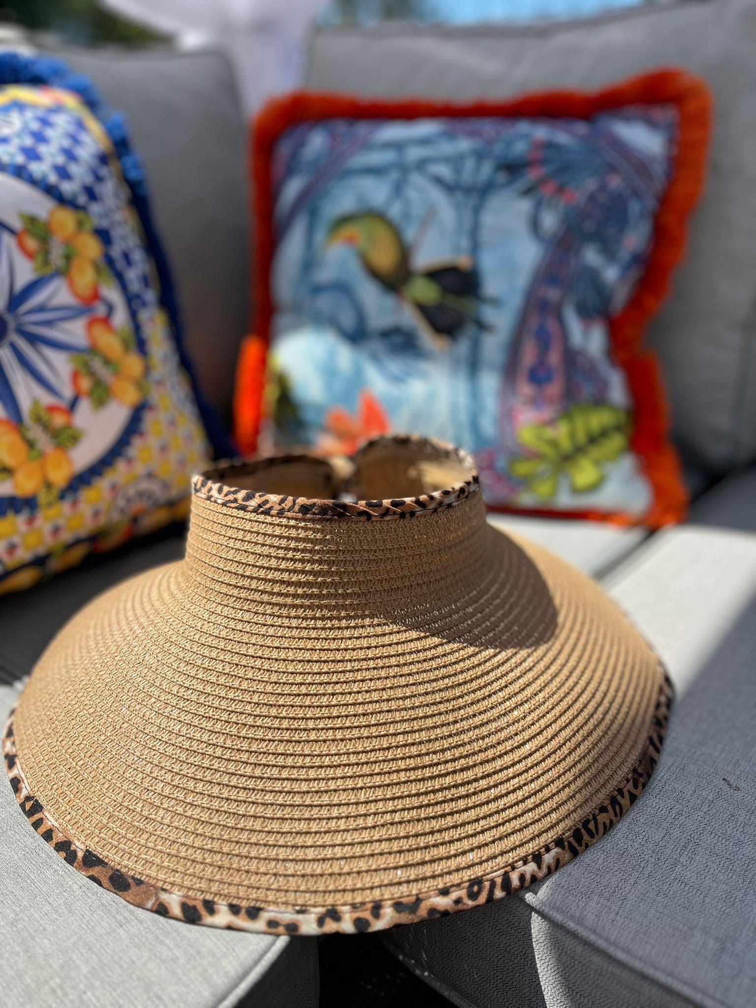 Leopar Kenar Detaylı Vizör Hasır Şapka | NS Tasarim