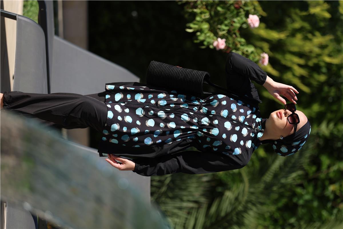 Marina Desen Spor Lycralı Tasarım Tesettür İkili Mayo Takım | NS Tasarim