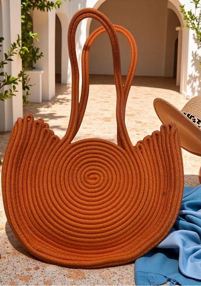 Turuncu Hasır Plaj Çantası | NS Tasarim