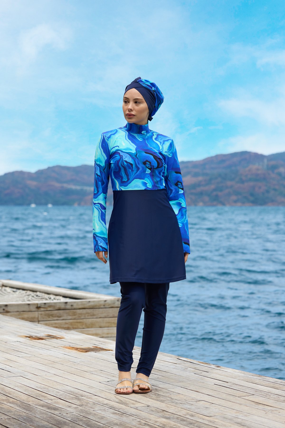 Yakamoz Model Lycralı Tasarım Tesettür İkili Mayo Takım | Markasız