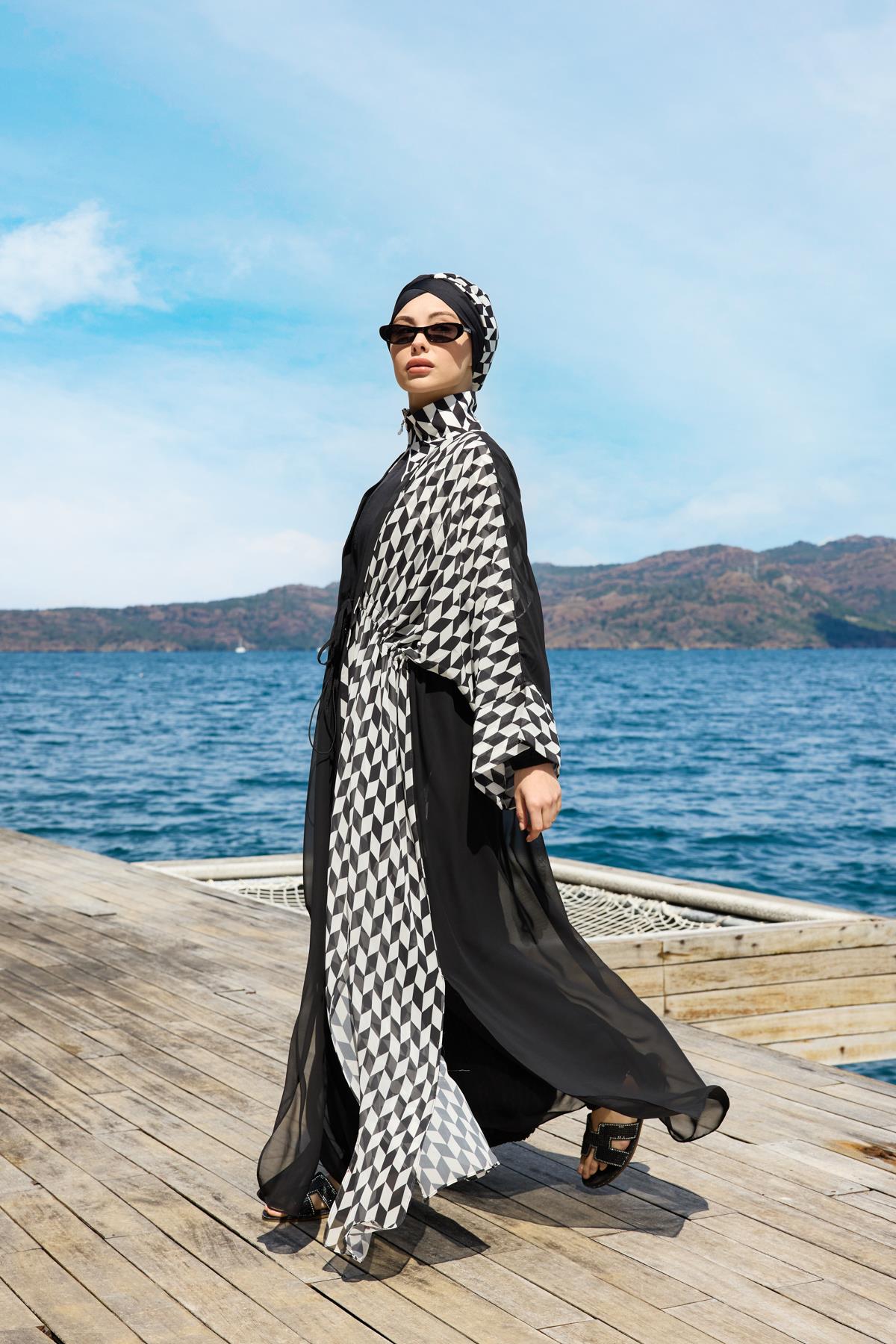 Zirya Model Kapüşonlu Tasarım Tesettür Pareo | NS Tasarim