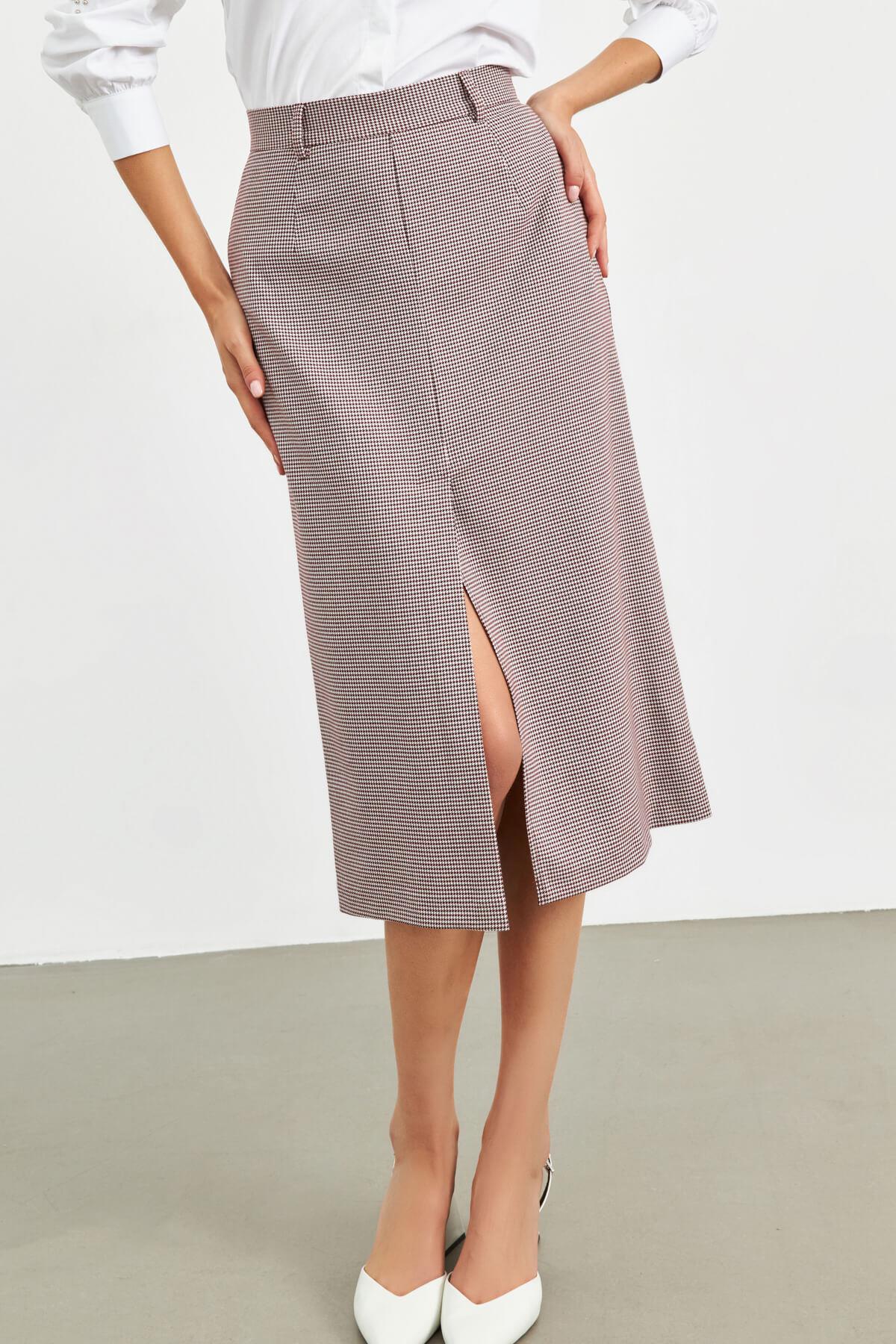Burgundy gingham skirt hotsell