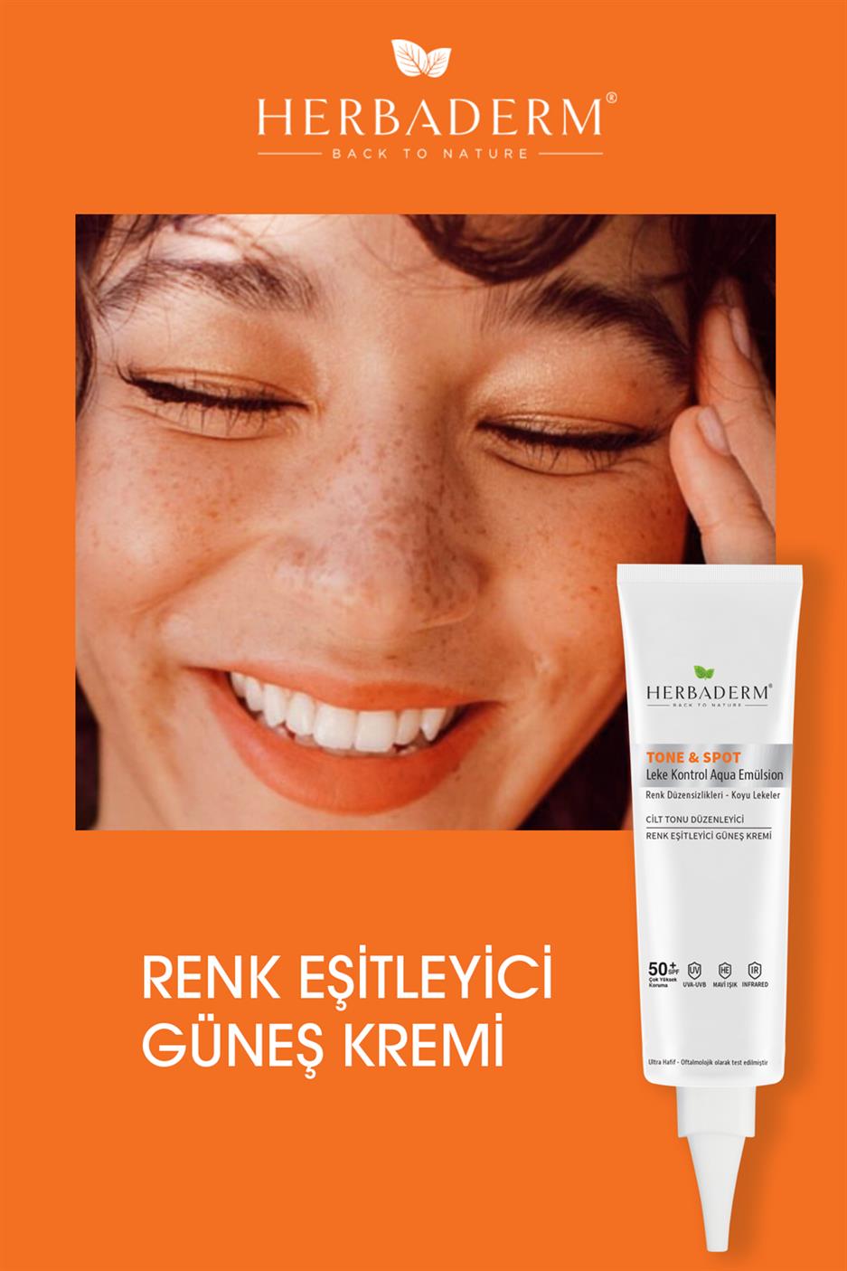 Lekeli Ciltler için Nemlendirici Güneş Kremi, Mavi Işık, UVA,UVB SPF 50+ 40 ml