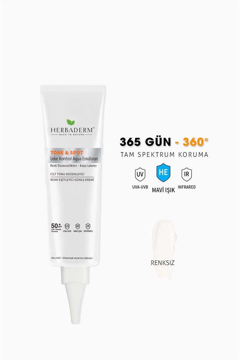 Lekeli Ciltler için Nemlendirici Güneş Kremi, Mavi Işık, UVA,UVB SPF 50+ 40 ml