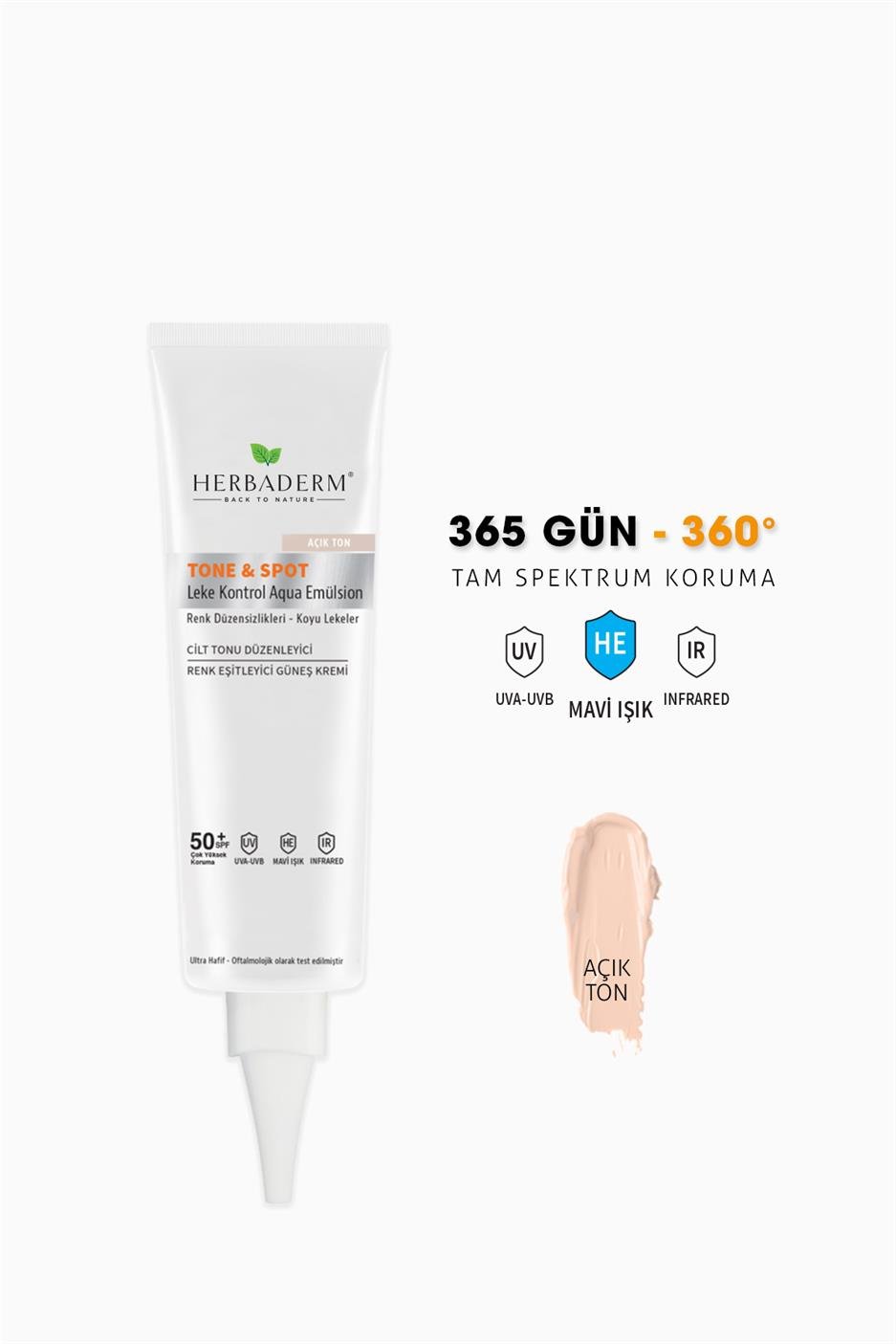 Lekeli Ciltler için Nemlendirici Güneş Kremi, Mavi Işık, UVA,UVB SPF+50 40 ml