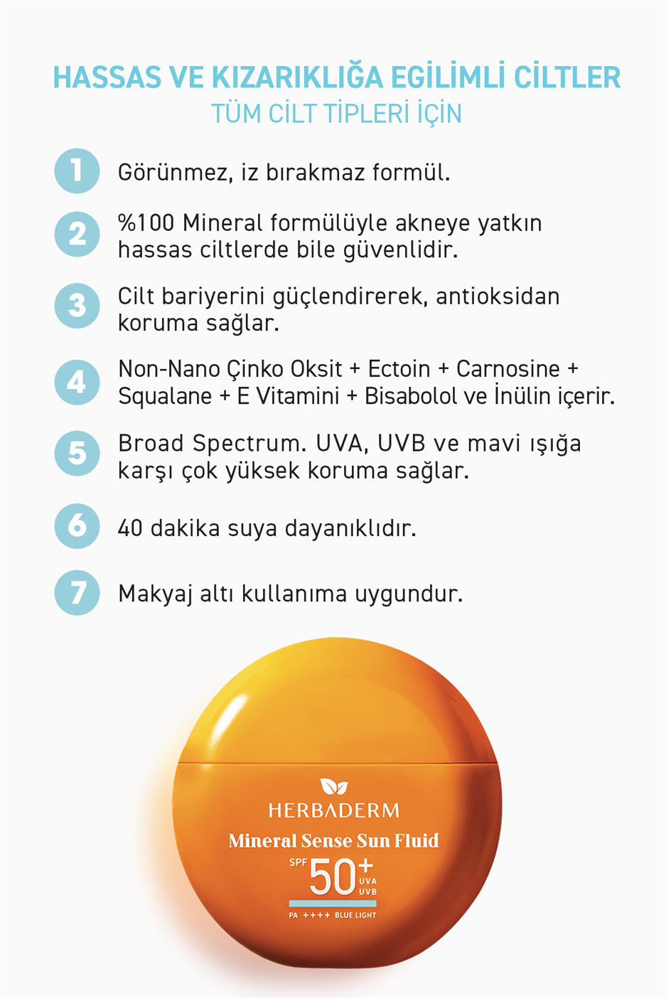 Likit Güneş Kremi SPF 50+ Mineral Filtreli, Hassas Cilt 40 ml