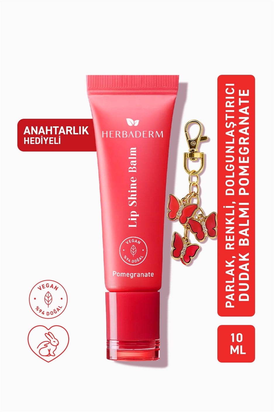 Parlatıcı, Dolgunlaştırıcı, Onarıcı Renkli Dudak Balmı, Nar Aromalı 10 ml