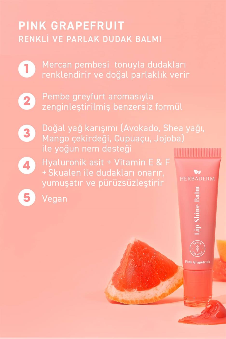 Parlatıcı, Dolgunlaştırıcı, Onarıcı Renkli Dudak Balmı, Greyfurt Aromalı 10 ml