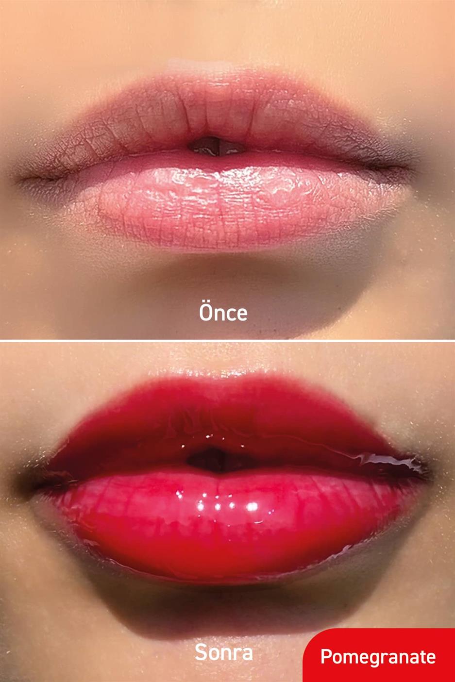 Parlatıcı, Dolgunlaştırıcı, Onarıcı Renkli Dudak Balmı, Nar Aromalı 10 ml