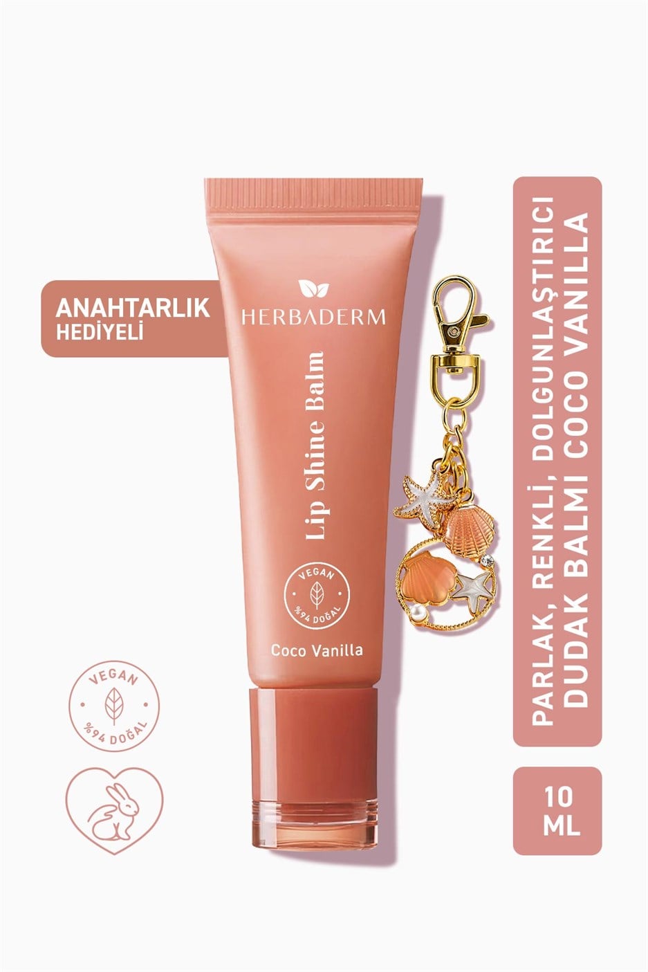 Parlatıcı, Dolgunlaştırıcı, Onarıcı Vegan Dudak Balmı, Coco-Vanilya Aromalı 10 ml