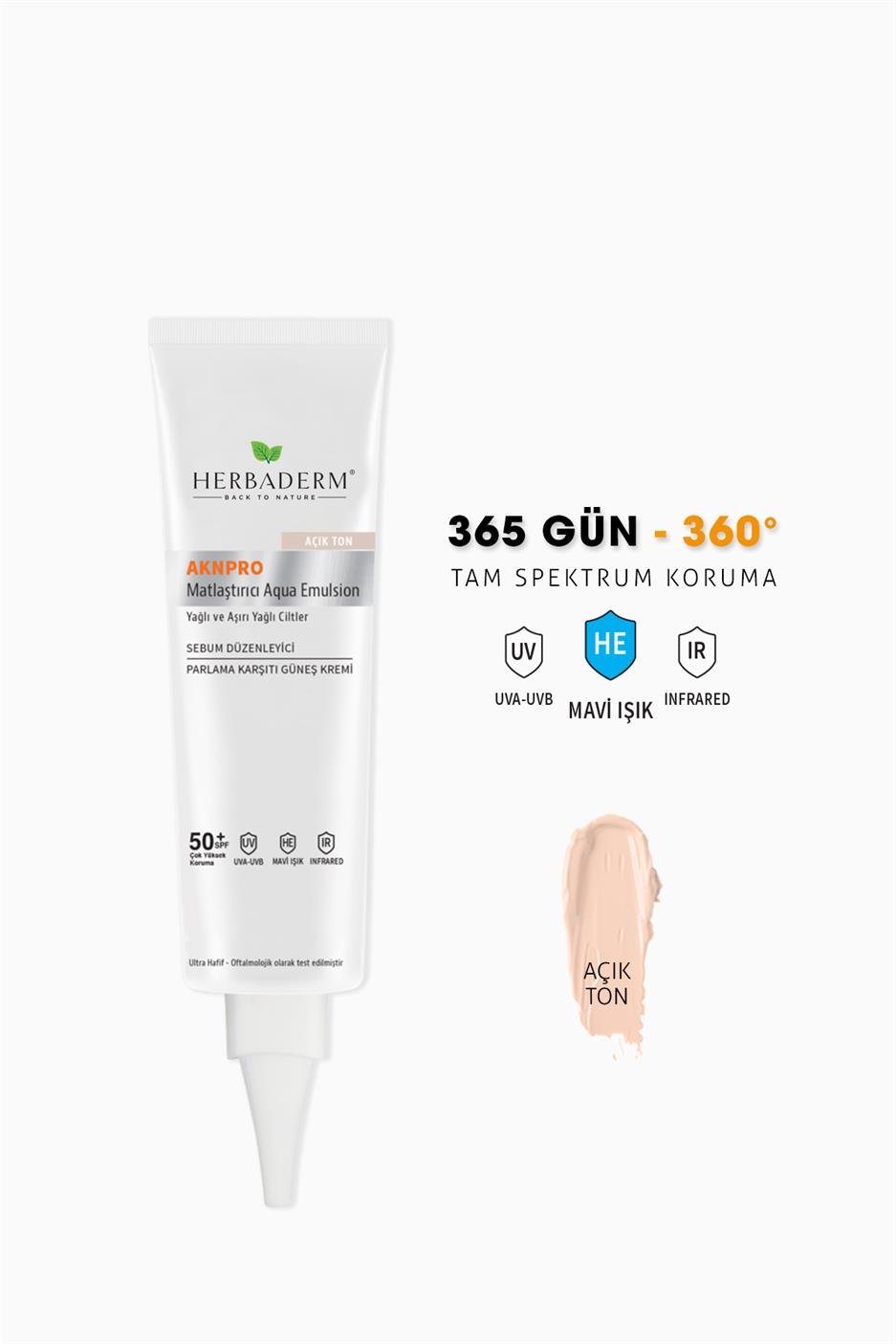 Yağlı, Akneye Meyilli Ciltler için Nemlendirici Güneş Kremi, Mavi Işık, UVA, UVB SPF 50+ 40 ml