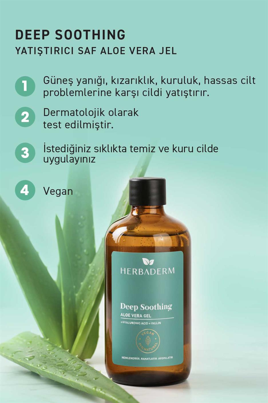 Yatıştırıcı Saf Aloe Vera Jel, Kızarıklık, Kuruluğa Karşı 250 ml