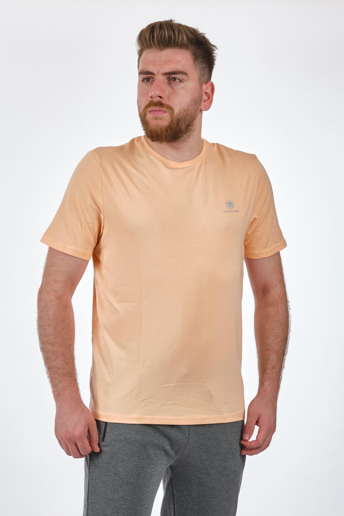 Bisiklet Yaka Pastel Turuncu Erkek 100 Pamuk T Shirt 101350262 FGSB