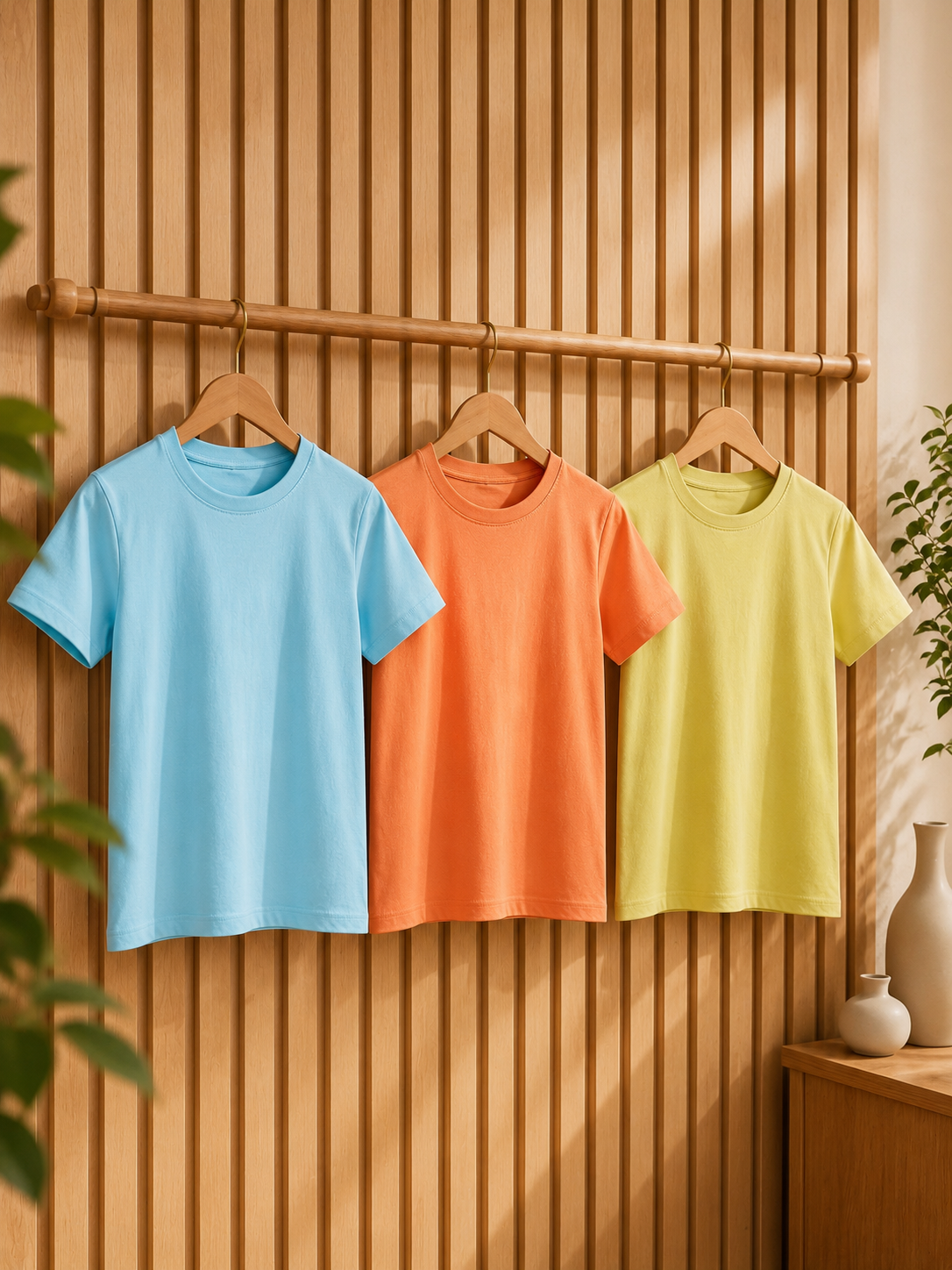Canlı Renkli Premium Pamuklu Unisex Çocuk Tişört Koleksiyonu – Mavi, Yavruağzı ve Sarı Seçenekleriyle Yazın Enerjisini Yansıtın