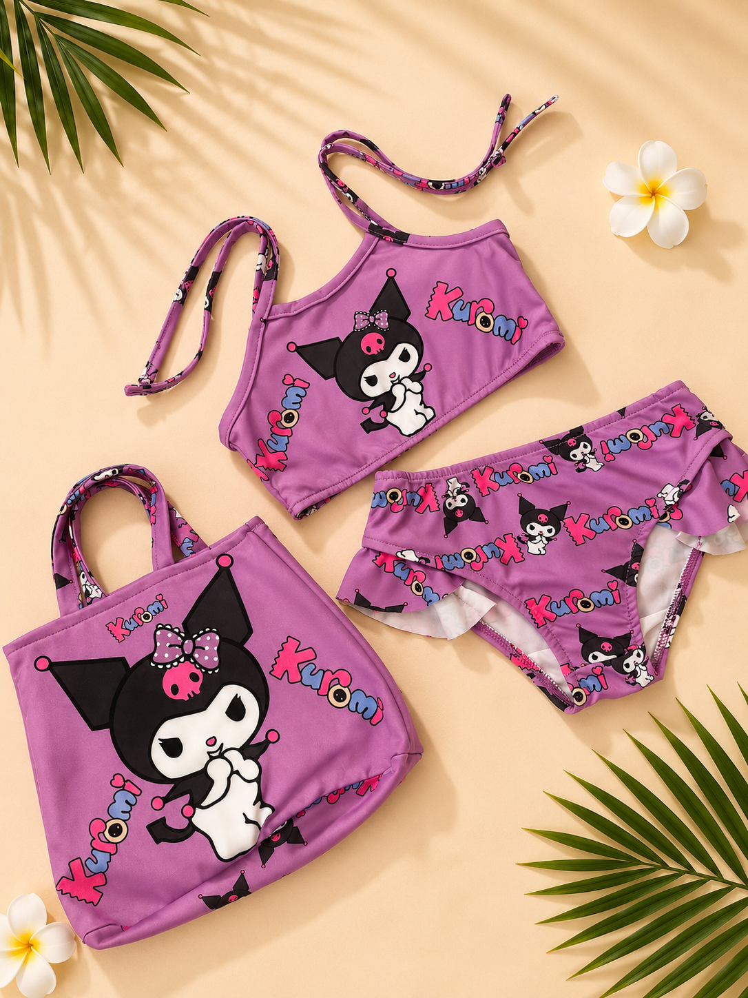 Kuromi Desenli Çocuk Mayo ve Çanta Seti