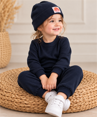 LACiVERT Unisex 3'lü Alt-Üst Takım (Bluz, Tayt, Bere)