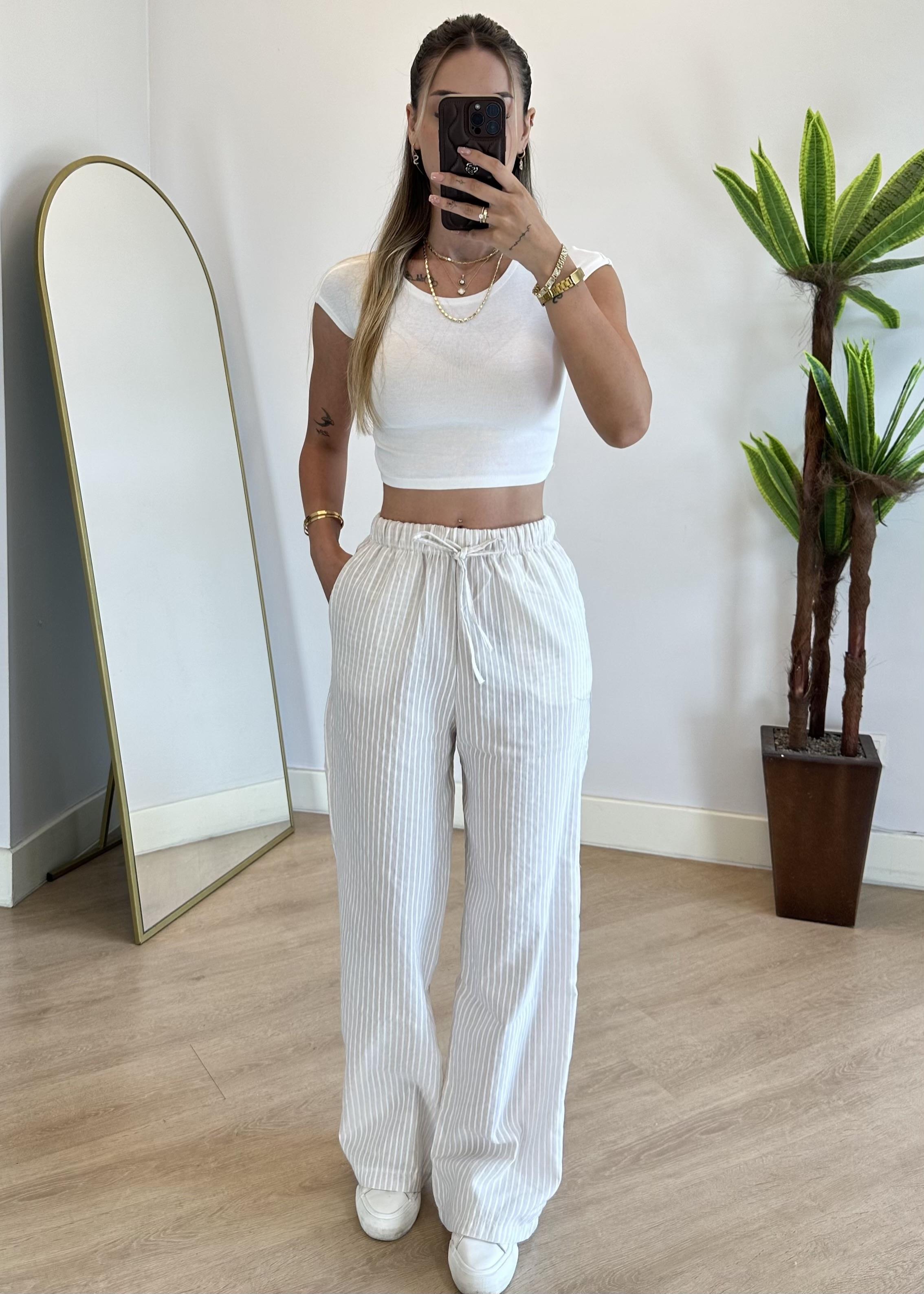 Adora Krem Bel Lastik Pantolon