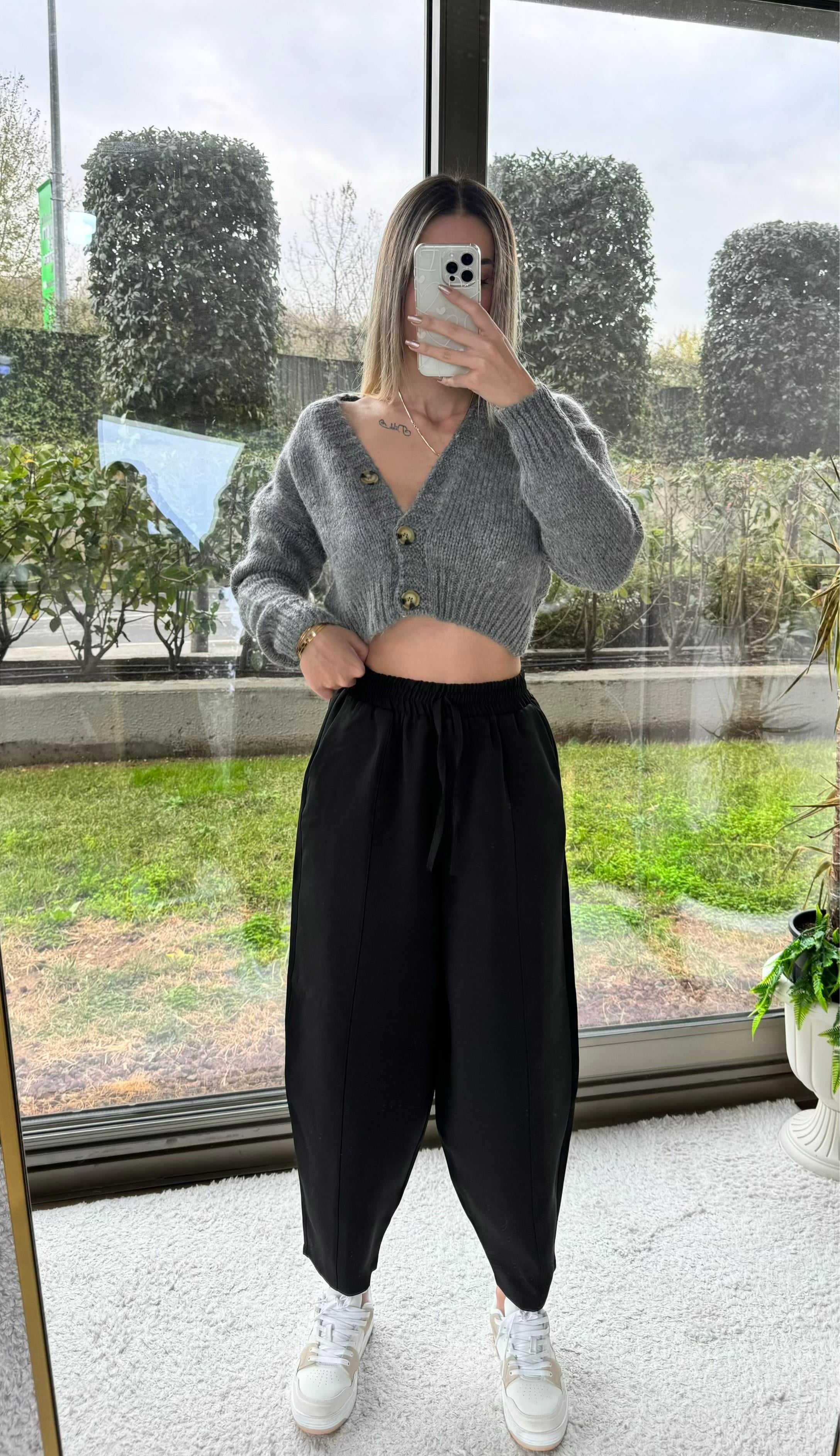 Balon model double kumaş salaş pantolon